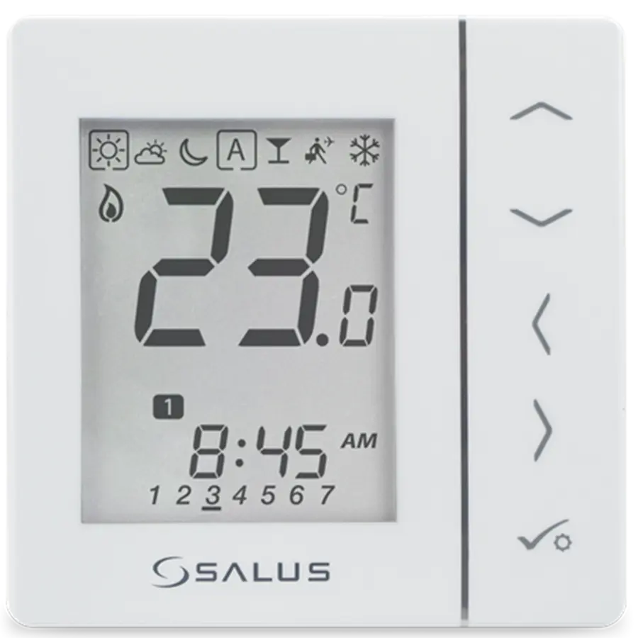 termostat digitální SALUS VS30W programovatelný 4v1, 230V, bílý